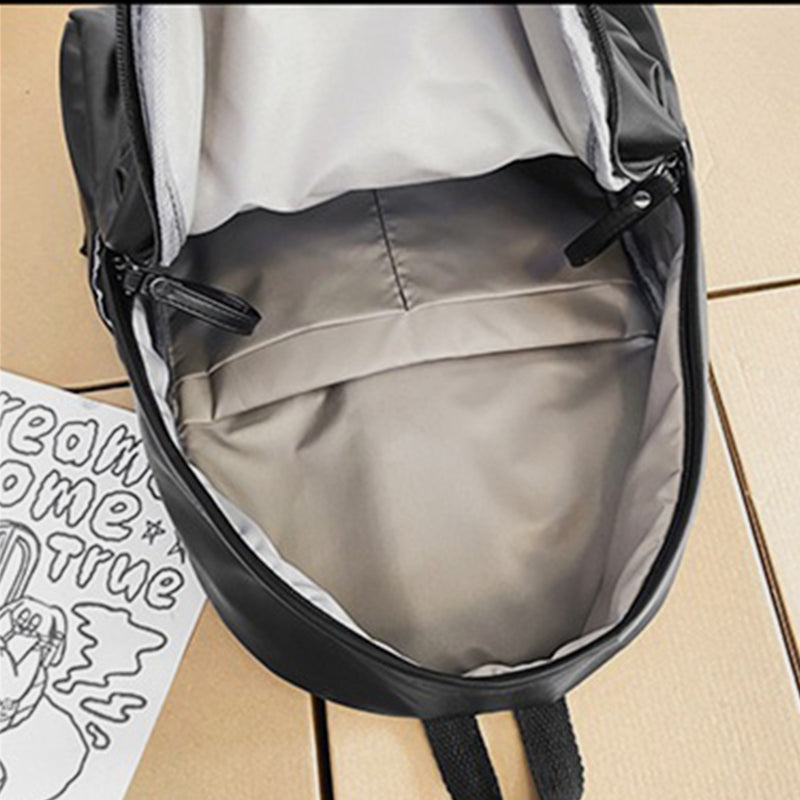 PU Leather Zip Backpack Bag 
