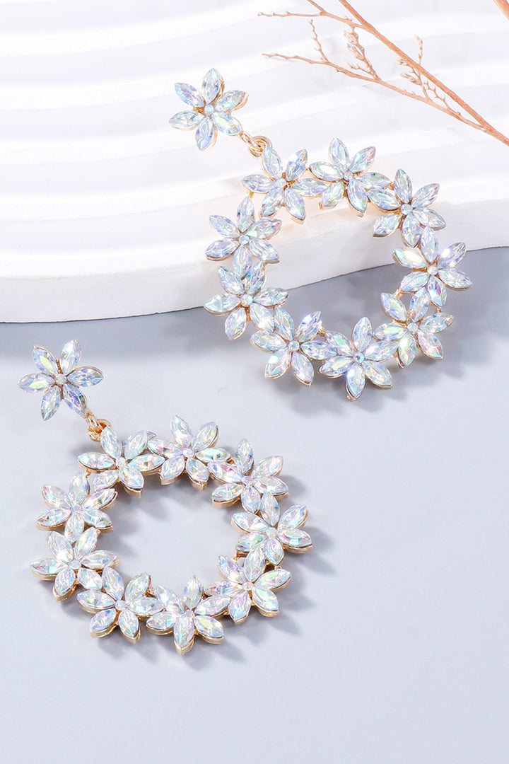Rhinestone Flower Dangle Earrings 