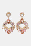 Zinc Alloy Frame Glass Stone Dangle Earrings 
