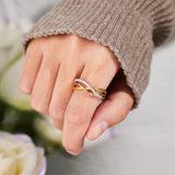 Crisscross Gold-Plated 925 Sterling Silver Ring 