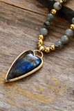 Natural Stone Pendant Beaded Necklace 