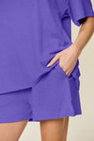 Double Take Basic style Round Neck Solid Set 