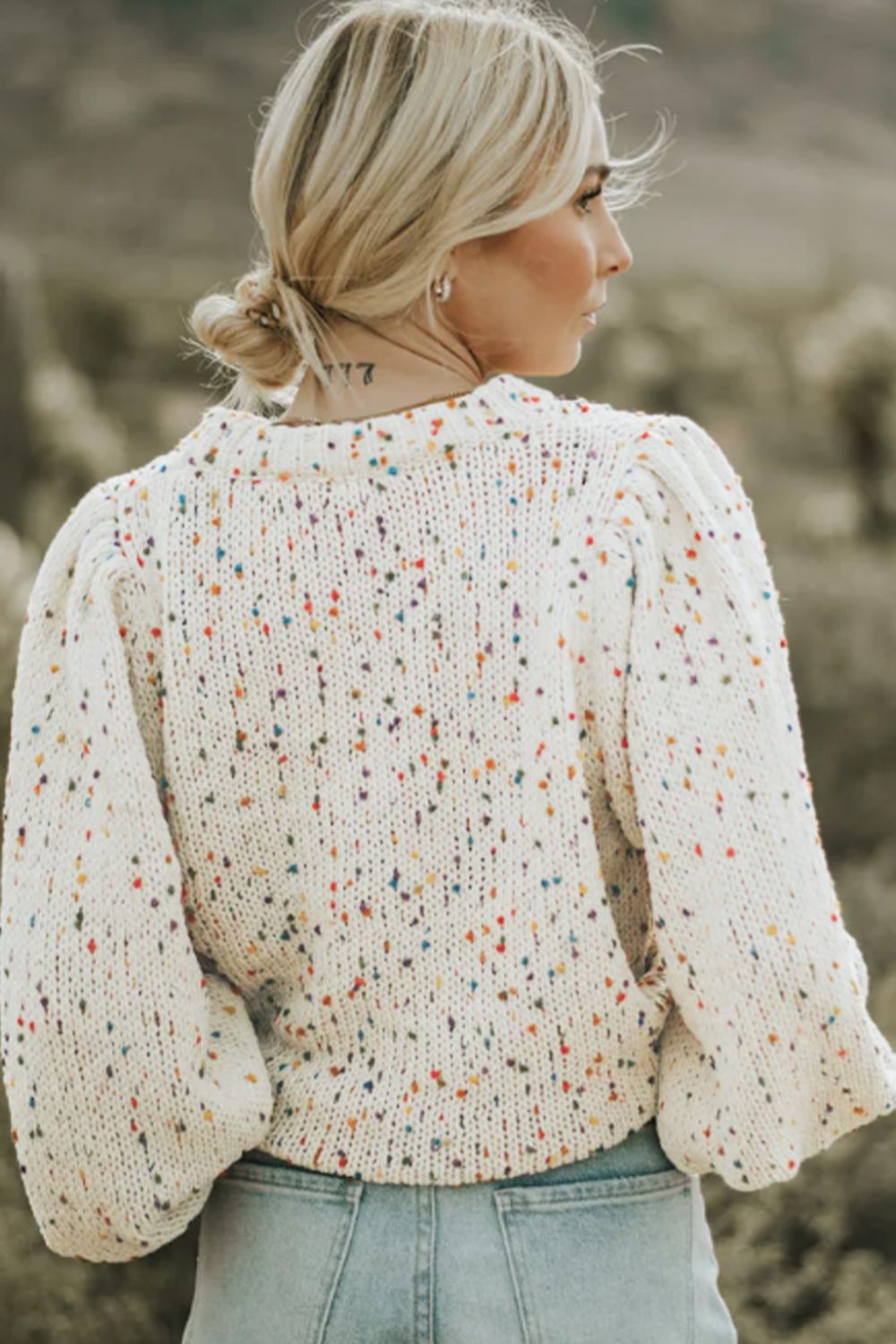 Confetti Round Neck Long Sleeve Sweater 