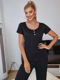 Scoop Neck Top and Elastic Waist Pants Lounge Set Lingerie & Nightwear