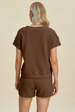 Double Take Full Size Texture Short Sleeve Top and Shorts Set 