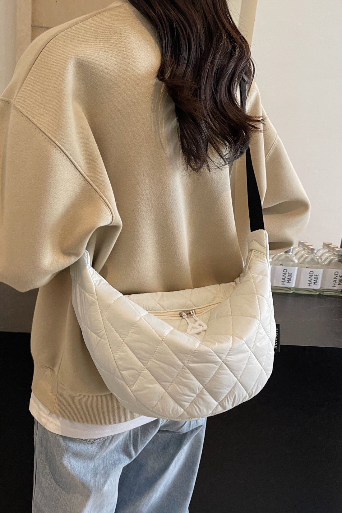 Quilted Adjustable Strap Crossbody Bag 