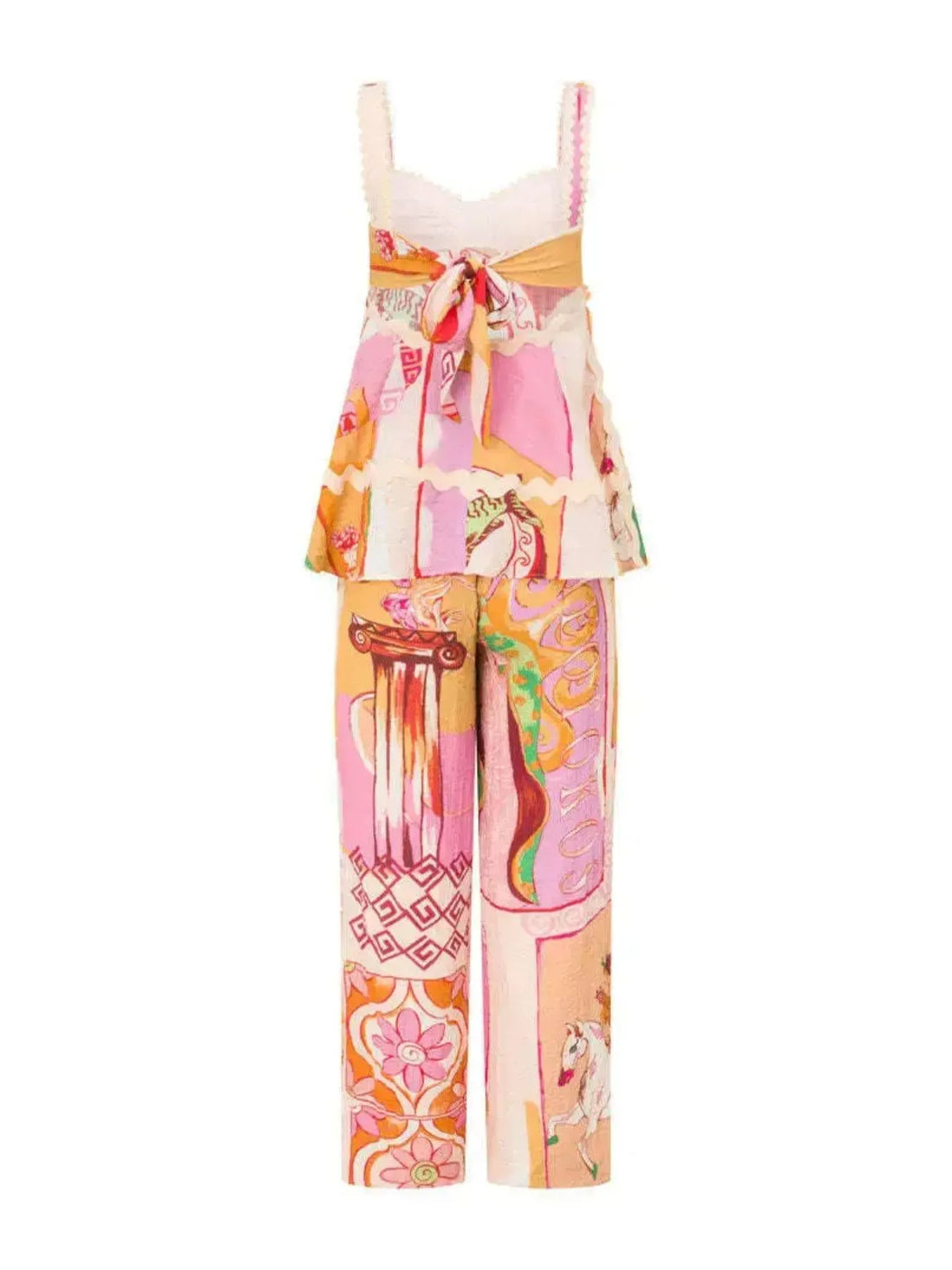 Tie Back Printed Cami and Pants Set Two Piece Dresses