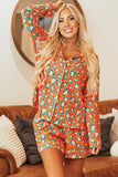 Leopard Collared Neck Long Sleeve Top and Shorts Lounge Set Lingerie & Nightwear