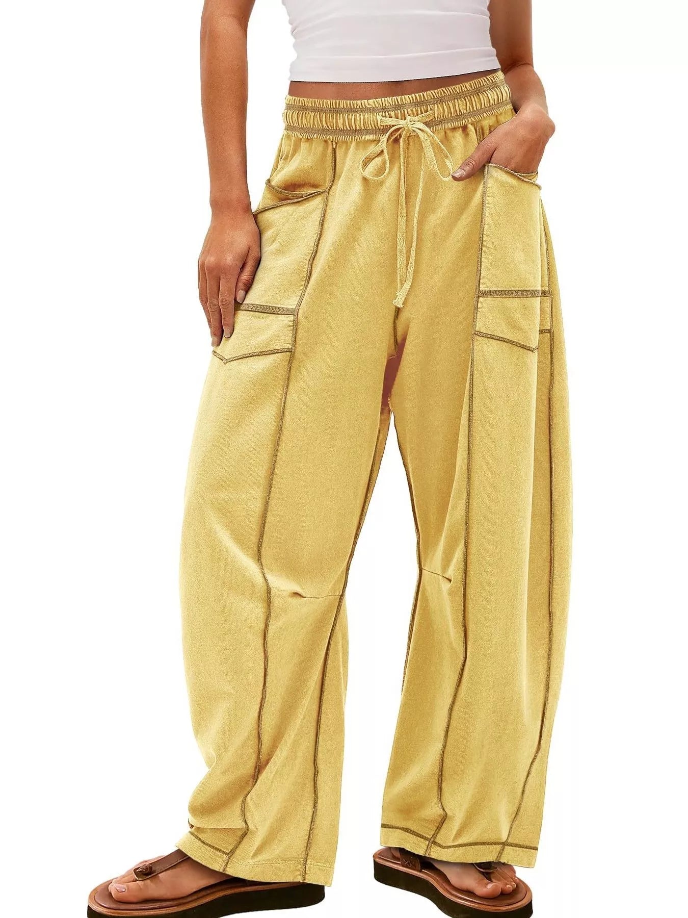 Drawstring Wide Leg Pants 