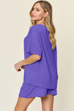 Double Take Basic style Round Neck Solid Set 