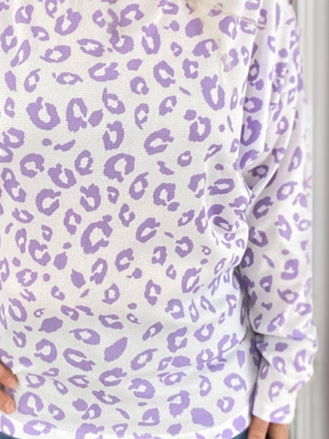 Plus Size Leopard Round Neck Long Sleeve Top 