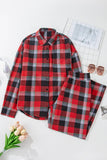 Plaid Long Sleeve Top and Pants Lounge Set Lingerie & Nightwear