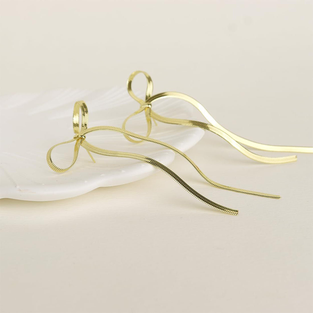 Stainless Steel Bow Bar Earrings 