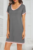 Contrast Trim Short Sleeve Lounge Dress 
