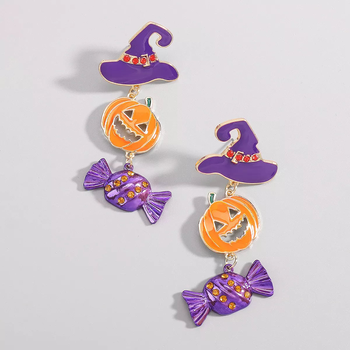 Halloween 18K Gold-Plated Alloy Pumpkin Earrings 