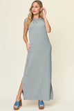 Double Take Full Size Texture Mock Neck Sleeveless Maxi Dress 