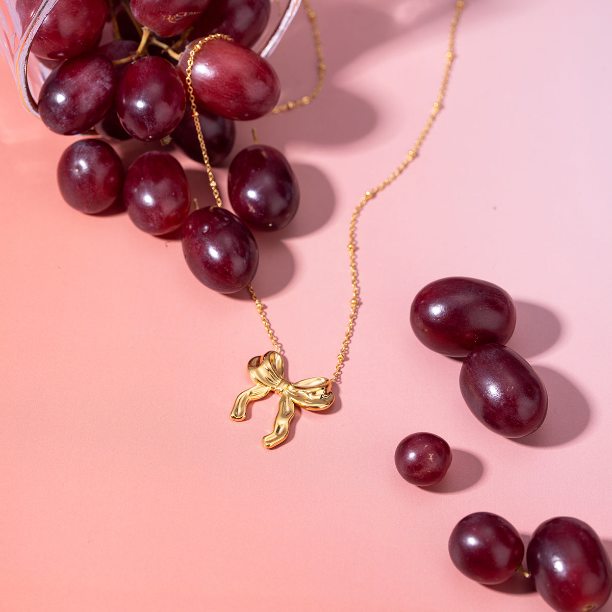 Stainless Steel Bow Pendant Necklace 