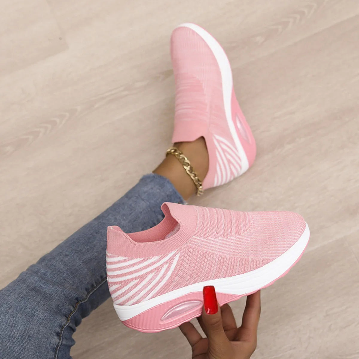 Breathable Mesh Wedge Sneakers 