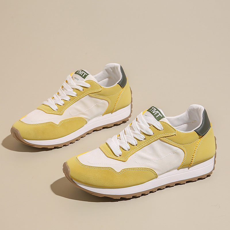 Contrast Platform Lace-Up Athletic Sneakers 