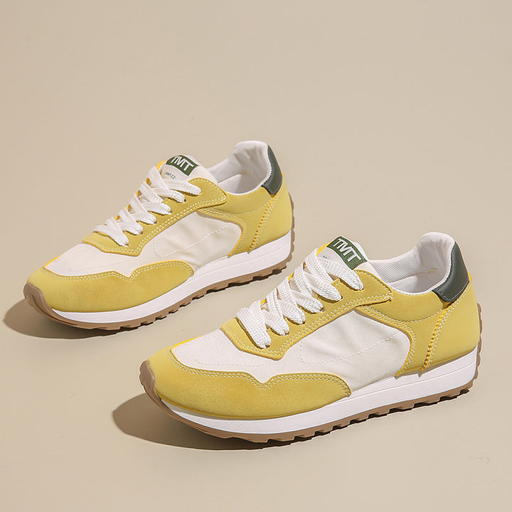 Contrast Platform Lace-Up Athletic Sneakers 