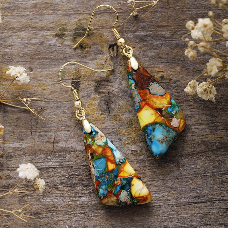 Emperor-Stone Geometric Earrings 
