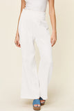 Double Take Full Size Texture Smocked Waist Wide Leg Pants 