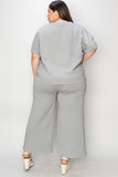 Double Take Full Size Texture Short Sleeve Top and Pants Set 