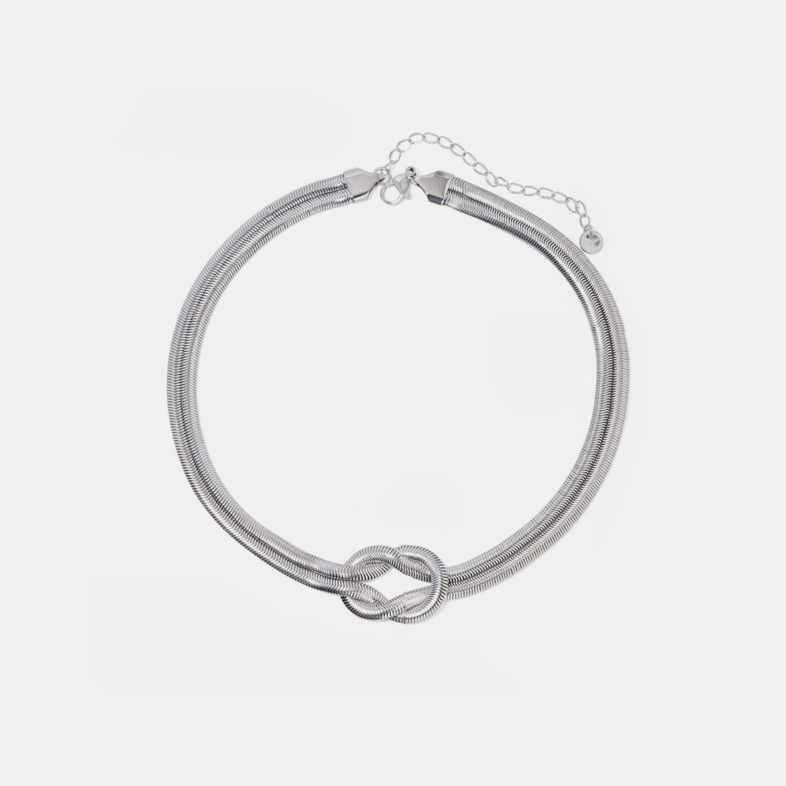 Double Layered Knot Herringbone Choker Necklace 