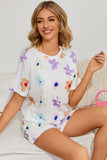 Floral Round Neck Raglan Sleeve Top and Shorts Lounge Set Lingerie & Nightwear