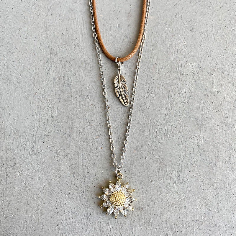 Sunflower Pendant Necklace Set 