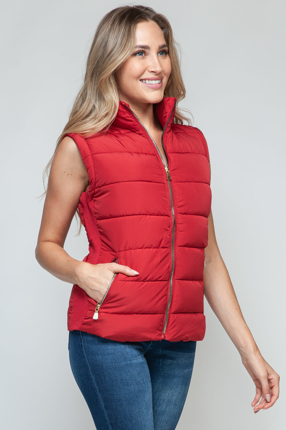 Snobbish Zip Up Turtleneck Vest with Pockets 