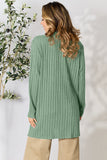 Basic Bae Full Size Ribbed Open Front Cardigan with Pockets 