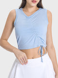 Millennia Drawstring Ruched Wide Strap Active Tank 