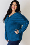 Basic Bae Full Size Ribbed Half Button Long Sleeve T-Shirt 