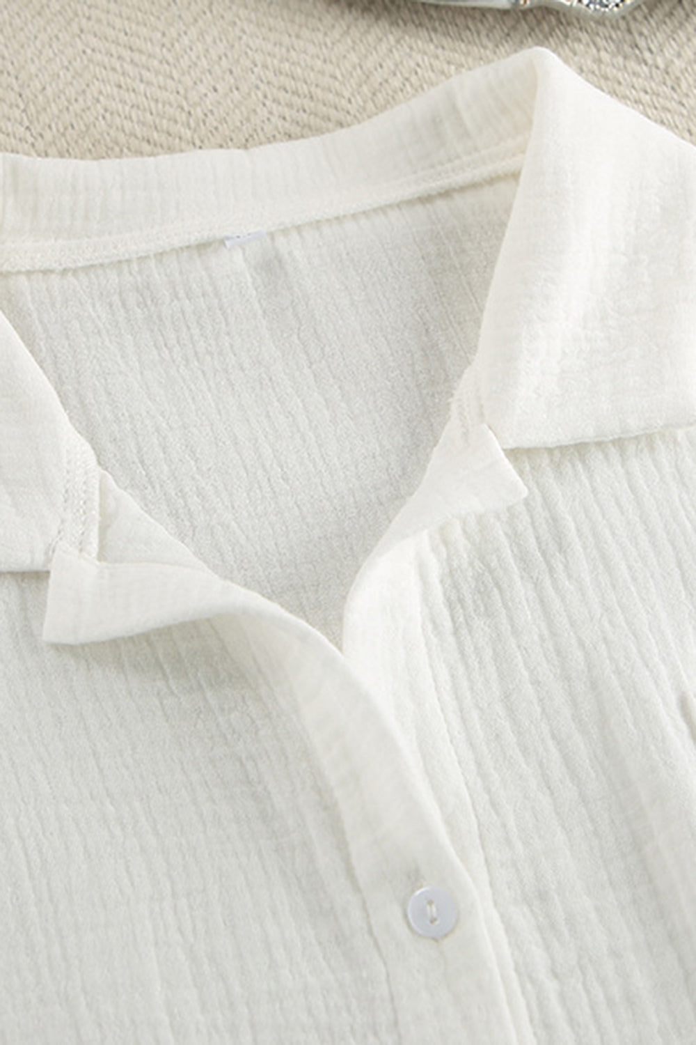 Basic Bae Heart Collared Neck Button Down Top and Shorts Set 