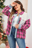 Plus Size Plaid Collared Neck Long Sleeve Shirt 