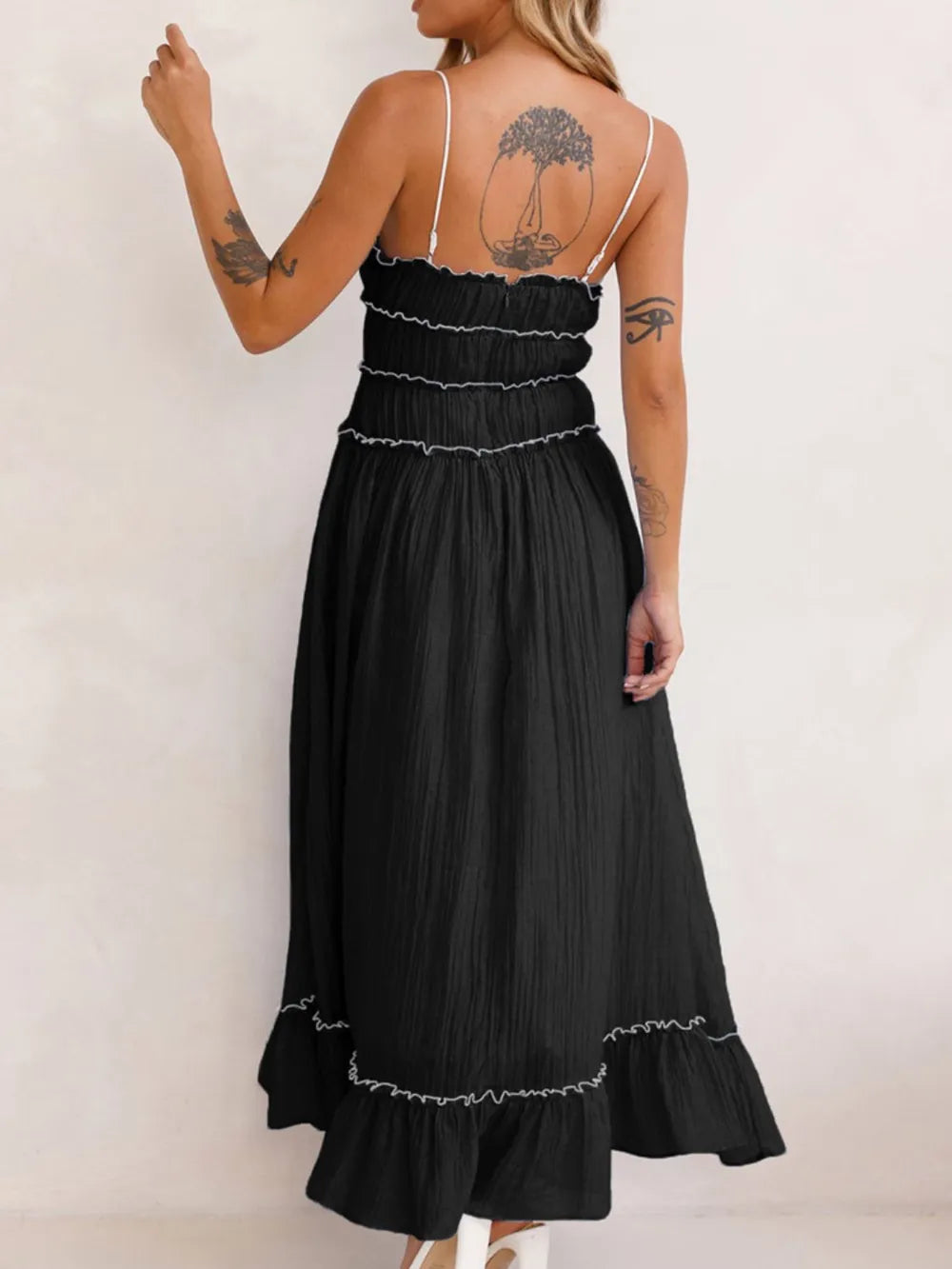 Devine Frill Ruffled Hem Midi Cami Dress 