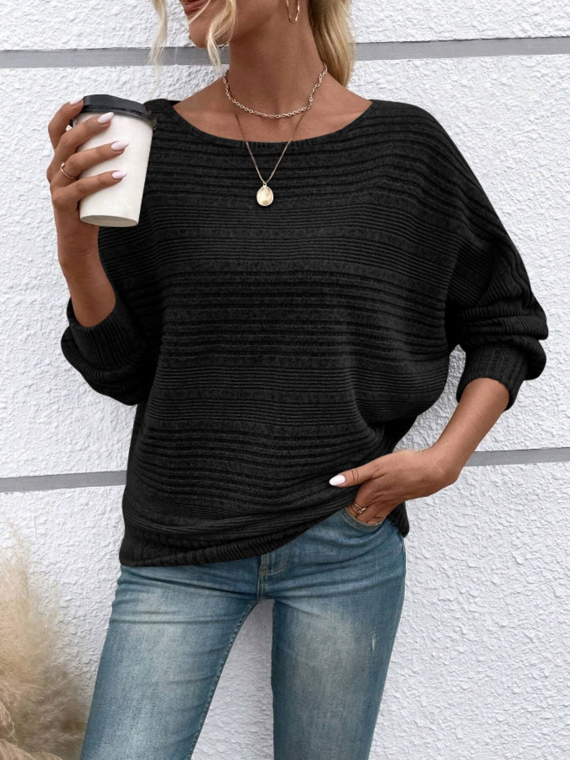 Full Size Round Neck Long Sleeve Top 