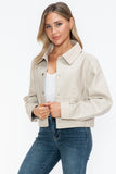 Snobbish Snap Down Long Sleeve PU Leather Jacket 