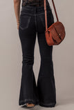 Black High Waist Button Front Flare Jeans Bottoms/Jeans
