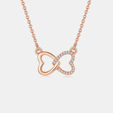 Moissanite 925 Sterling Silver Heart Bow Necklace 