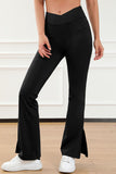 Wide Waistband Slit Bootcut Active Pants 