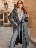 Tie Waist Long Sleeve Coat 