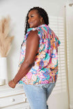 Double Take Floral Smocked Flutter Sleeve Top 