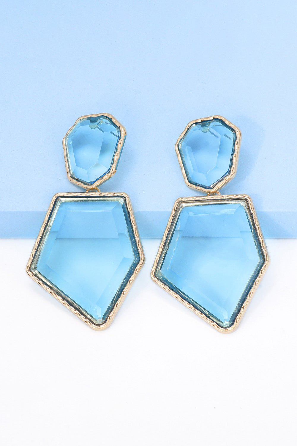 Geometrical Shape Zinc Alloy Frame Resin Dangle Earrings 