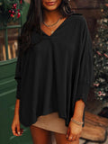 Johnny Collar Three-Quarter Sleeve Blouse 