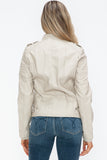 Snobbish PU Leather Biker Jacket with Side Zip Pockets 