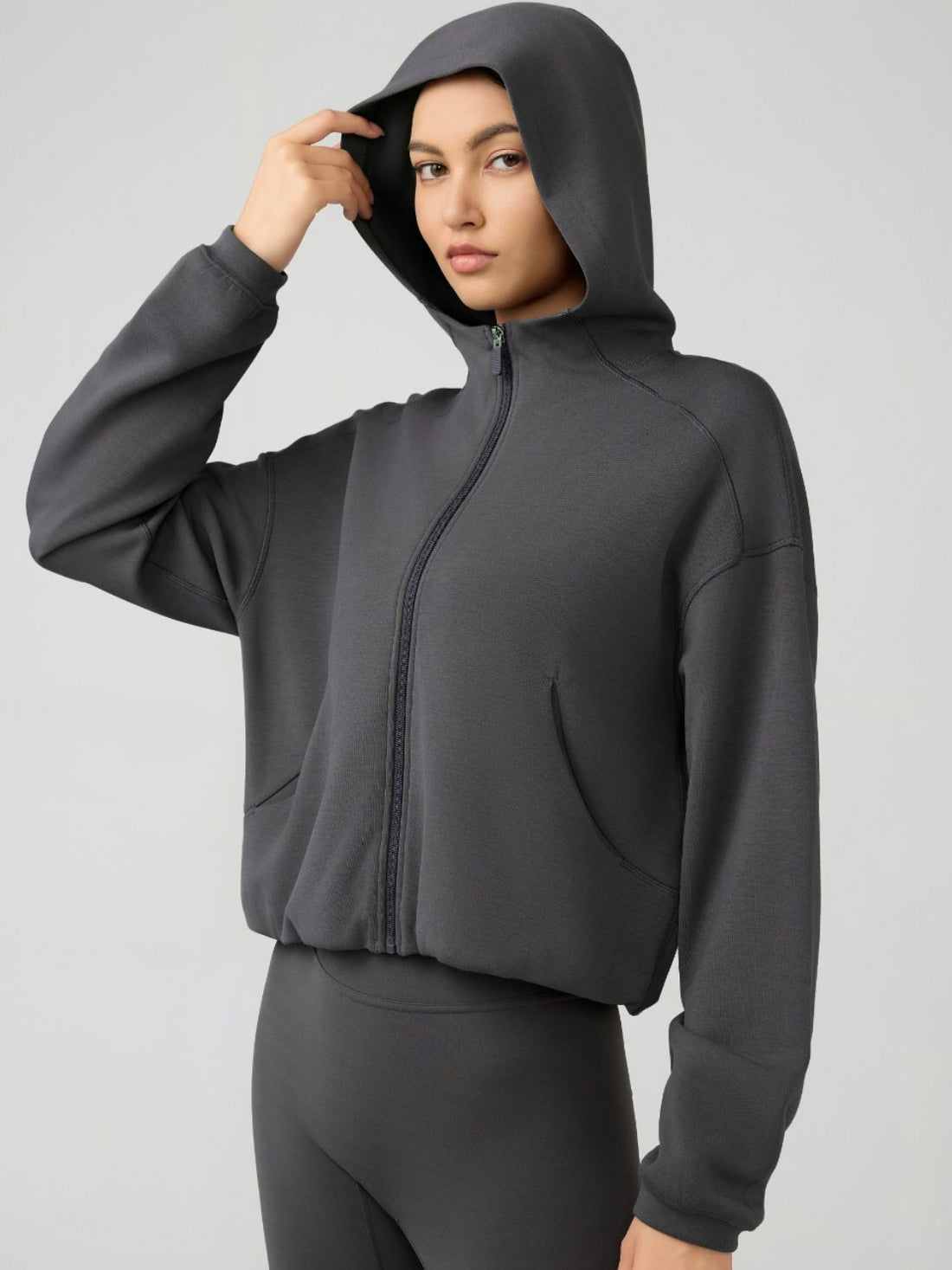 Millennia Zip Up Dropped Shouder Active Hooded 