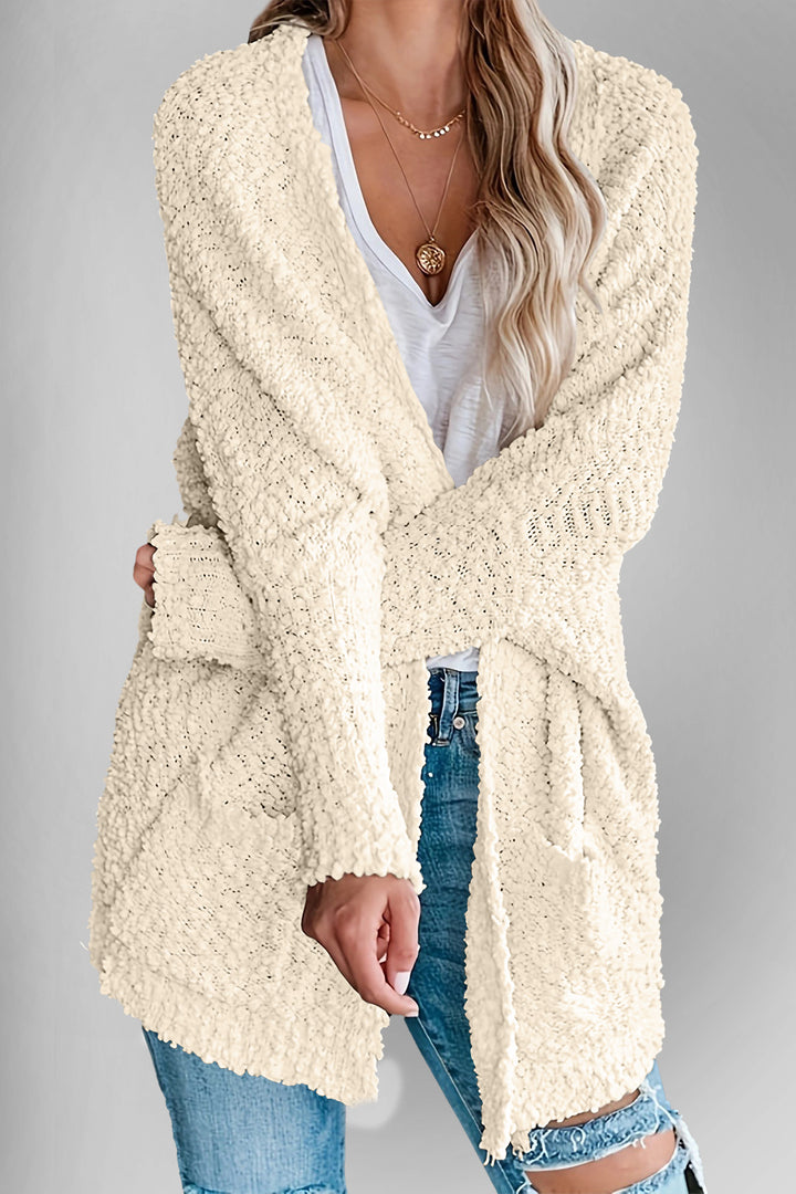 Double Take Pocketed Open Front Long Sleeve Cardigan 