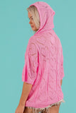 BiBi Openwork Heart Hooded Knit Top 